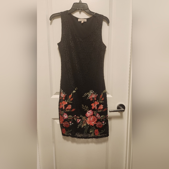 Harlow and Rose black and floral dress - small - Picture 1 of 3
